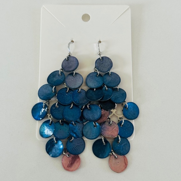 Blue shell chandelier earrings - Picture 1 of 1